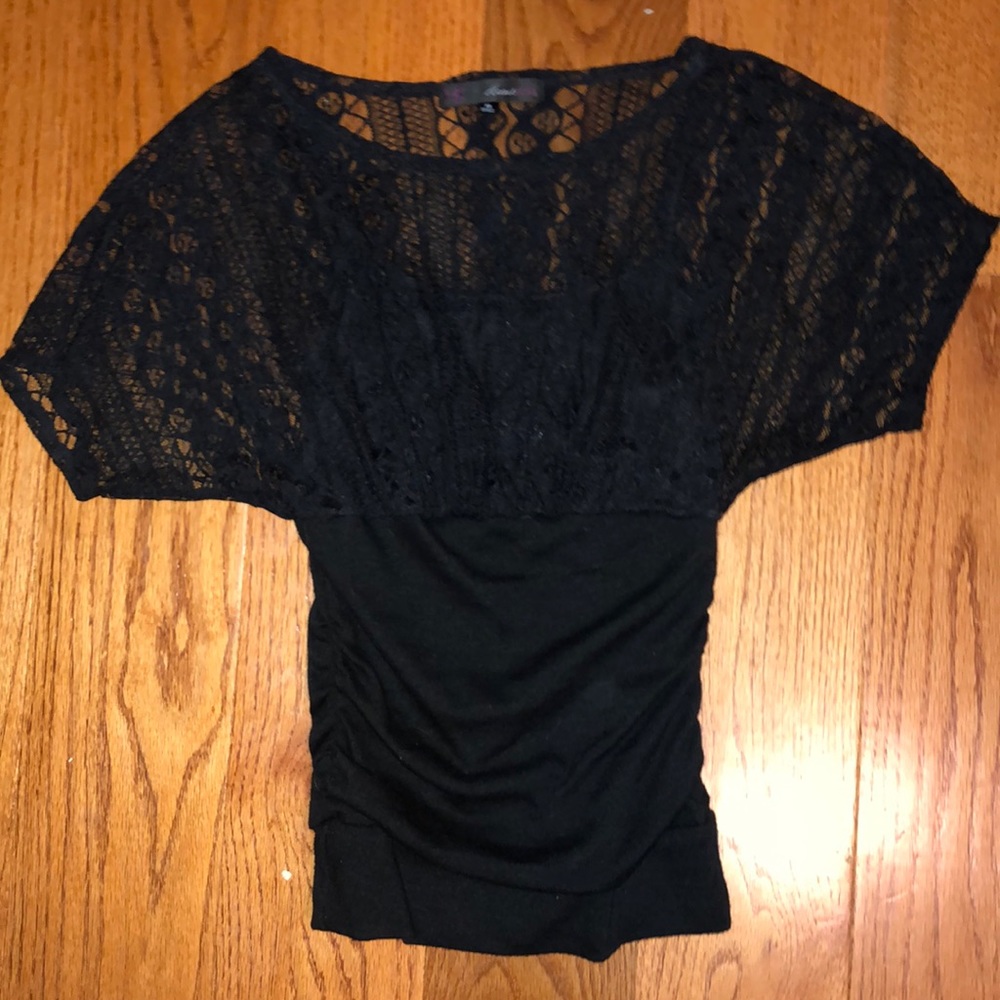 Black half lace blouse